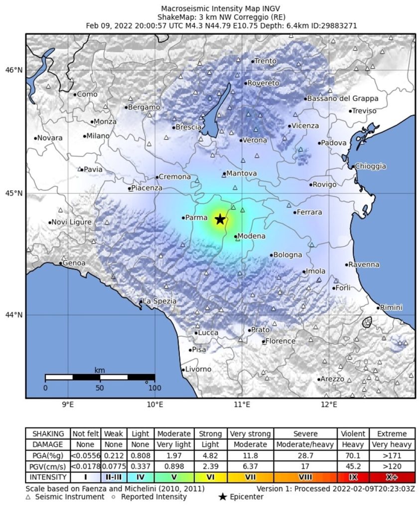 Terremoto oggi modena