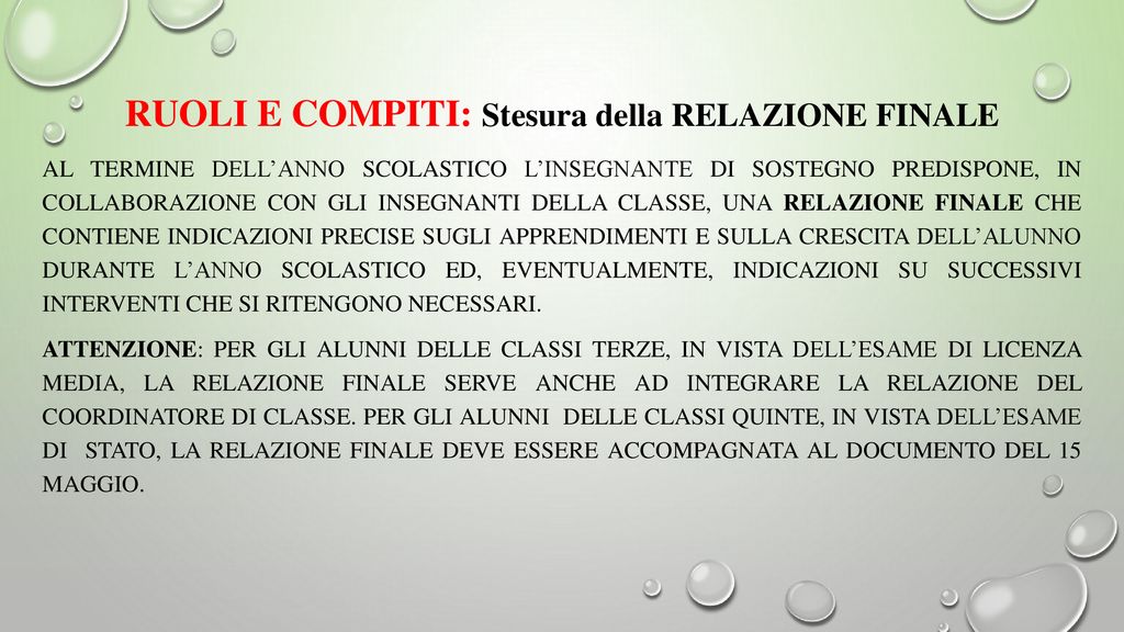 Relazione intermedia sostegno esempi